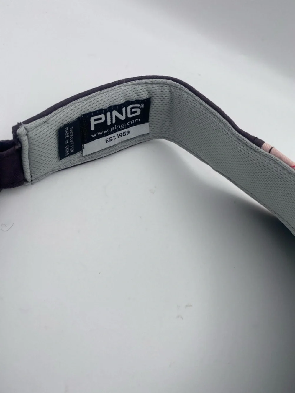 PING Argyle Golf Visor in Burgundy and Pink - Picture 5 of 6